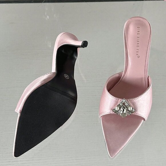 Pink Glamorous Women's Luxury Rhinestone High Heel Sandals - Picture 5 of 5